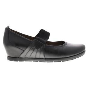 Earthies Zeeland Black Leather Slip-on Hidden Wedge Mary-Jane Black Size 7